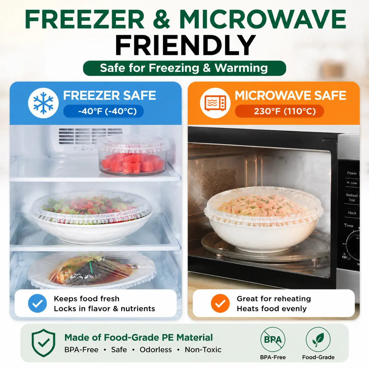 π₯100PCS Disposable Stretch Food Covers for Bowls & Plates
