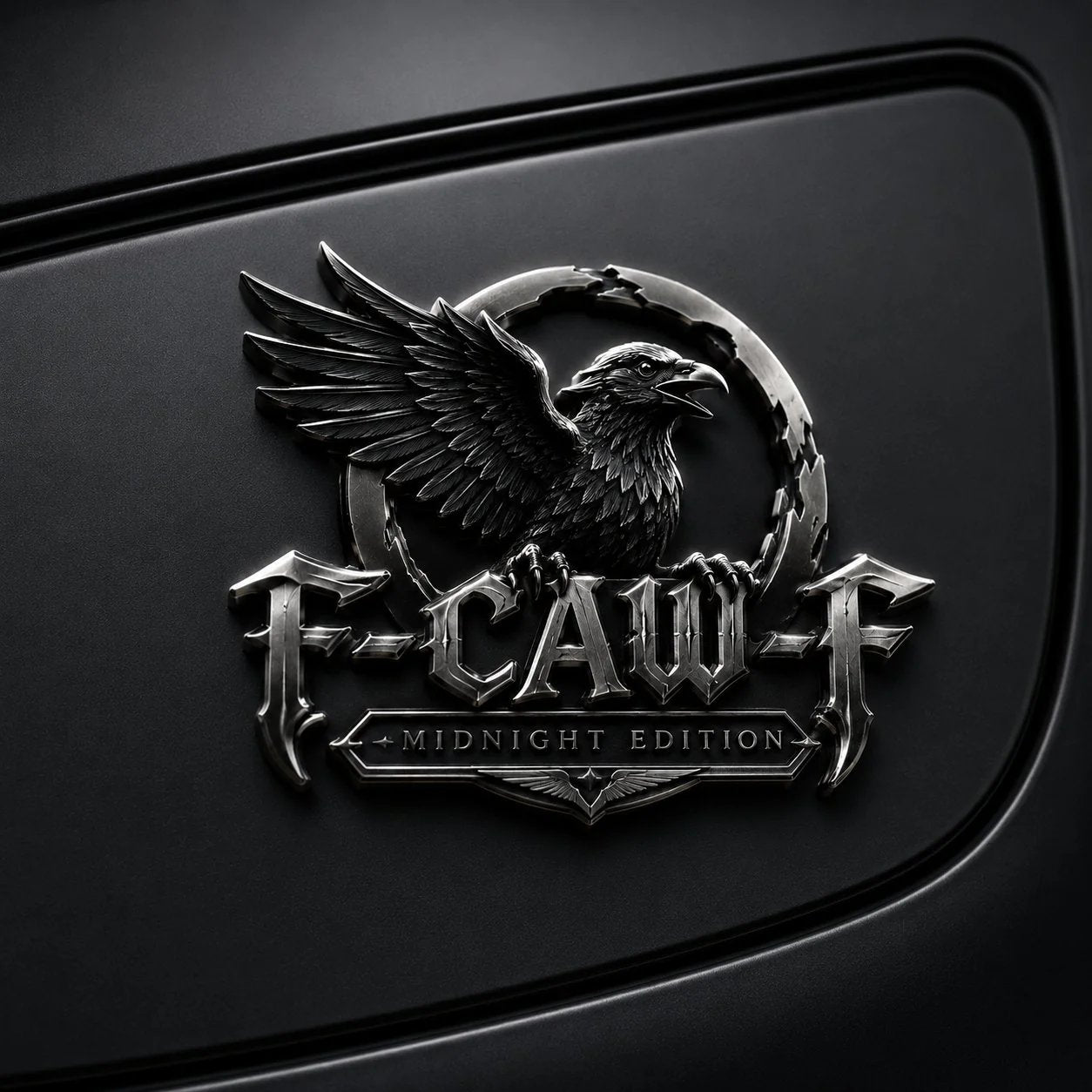 🦅 F-CAW-FTM Midnight Edition Metal Emblem - Premium Raven Badge For Drivers With Attitude