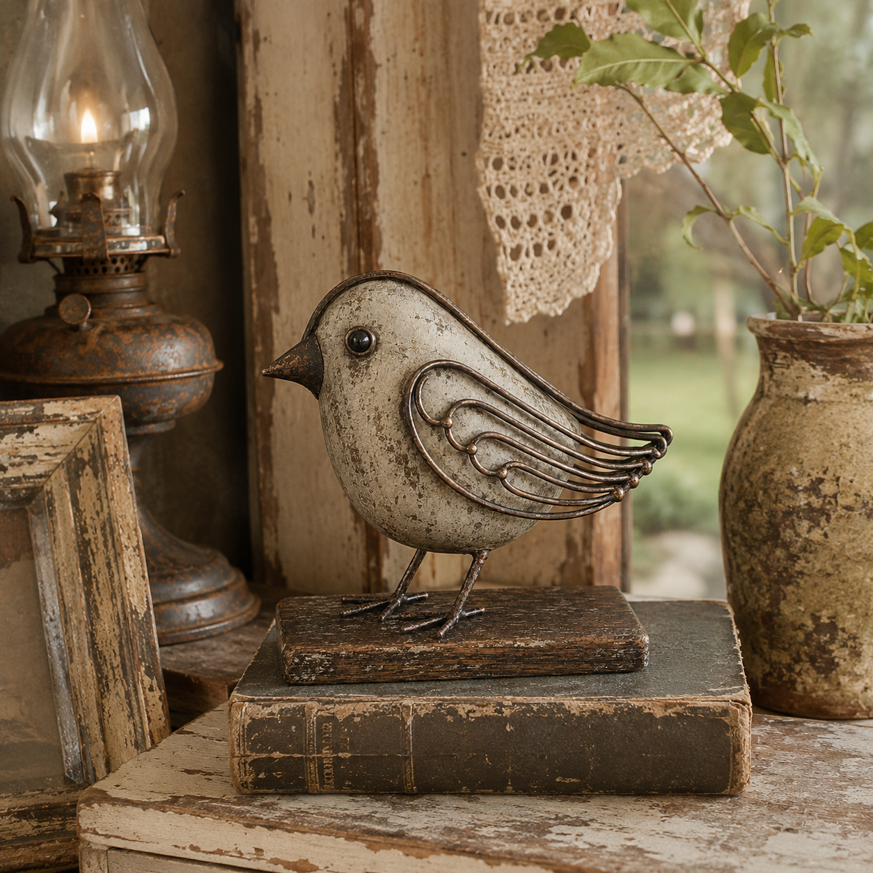 Vintage Wire Wing Bird Sculpture