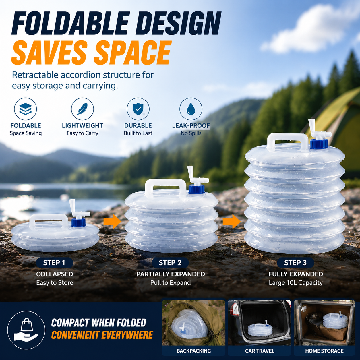 β° Last Day Sale | ποΈ Foldable Camping Water Container β 5L/10L/15L Portable Water Bucket