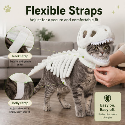 Glow in the Dark Dinosaur Skeleton Cat Costume
