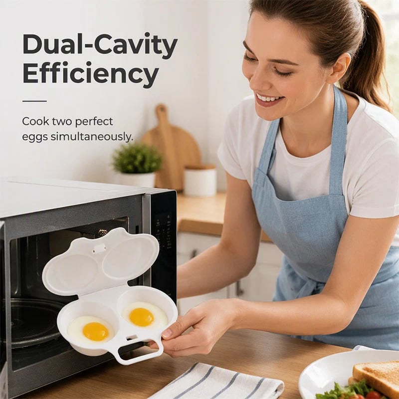 🥳2026 HOT SALE🥳💞50K+ SOLD! 🥚✨ 50% OFF + BUY 1 GET 1 FREE! Dual Cavity Microwave Egg Poacher – Quick oil‑free cooking, food‑grade PP & versatile. Perfect for busy mornings – healthy breakfast in minutes! ⚡🍳