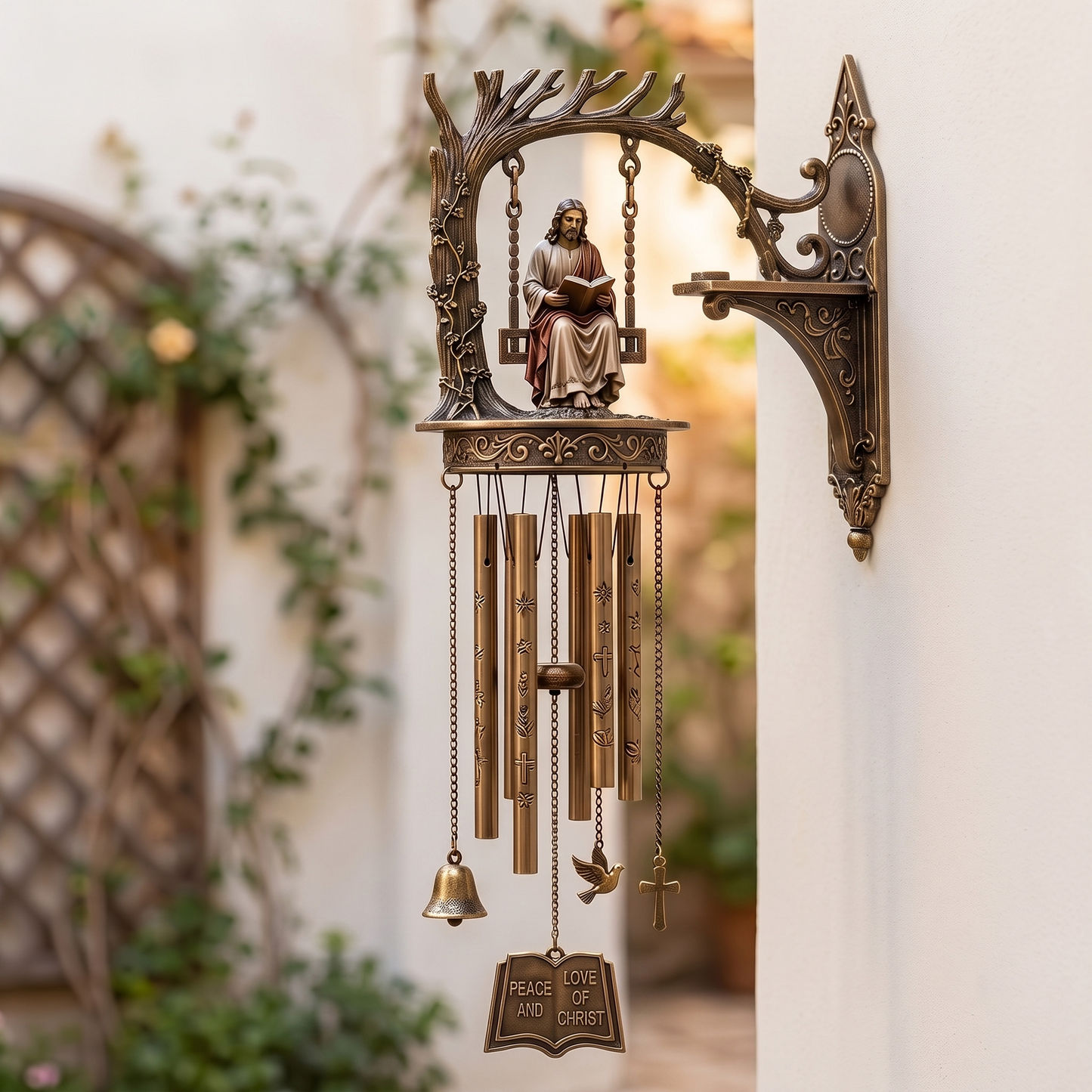 "Divine Harmony" Faith-Inspired Wind Chime & Wall Sconce