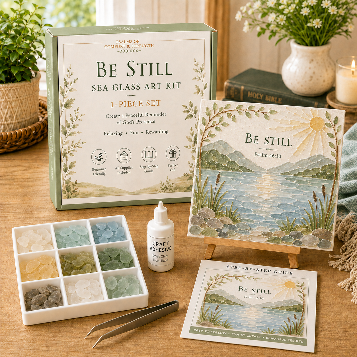 ✝️ Psalms of Comfort & Strength Sea Glass Art Kit