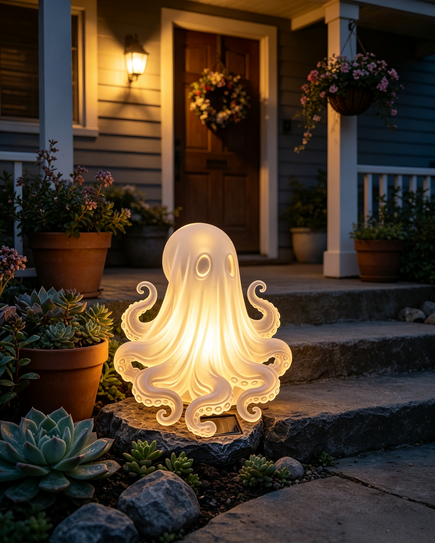 👻 Ghost Octopus Solar Garden Light