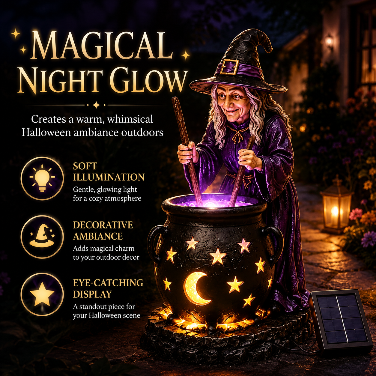 🪄Halloween Witch Glowing Cauldron Solar Light