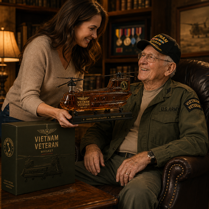 🚁🎖️Vietnam Veteran CH-47 Whiskey Decanter – A Tribute to Service, Sacrifice & Legacy