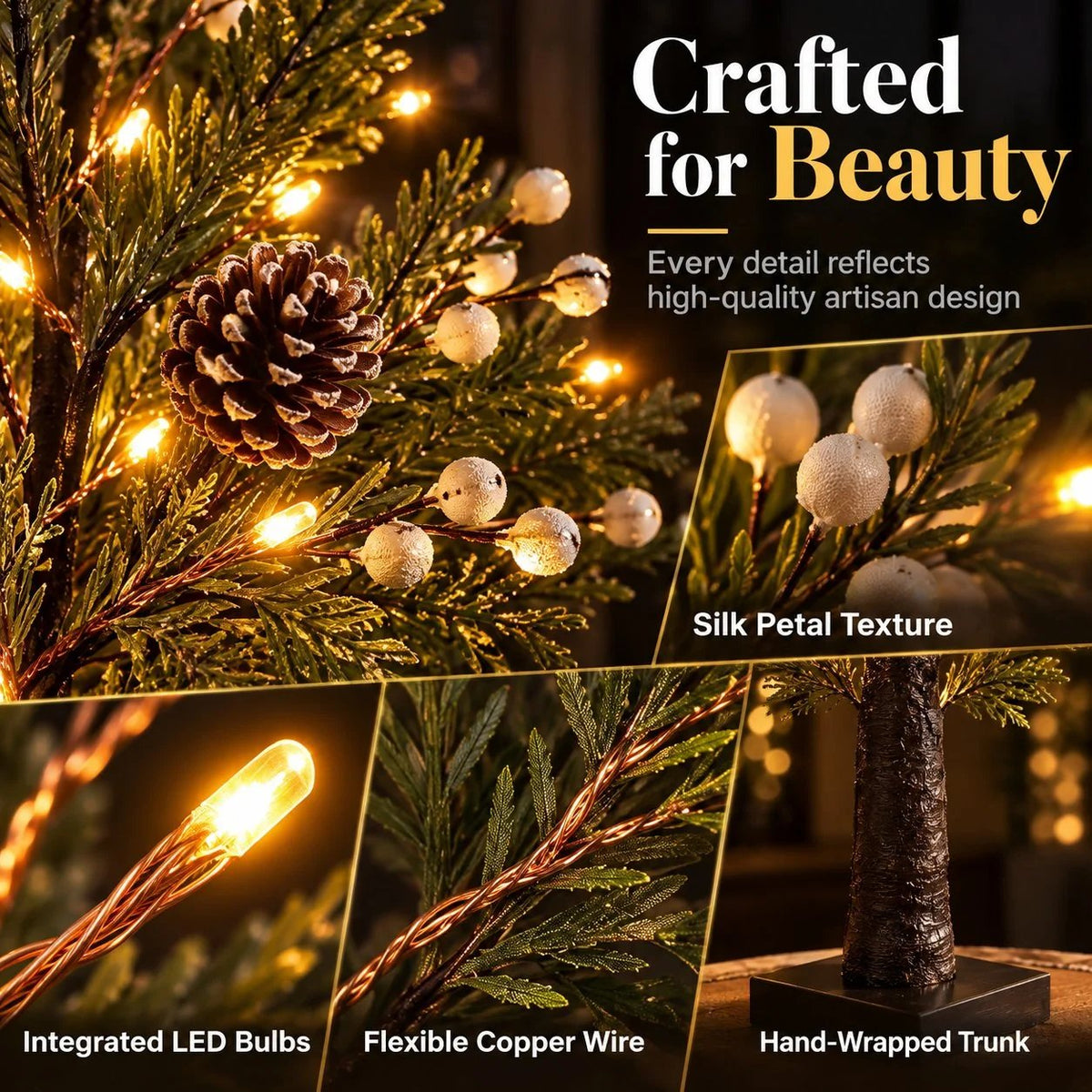 🎄💡 Elegant LED Tree Lamp – A Warm Natural Glow for Your Home🌿✨