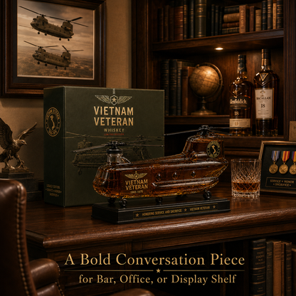 🚁🎖️Vietnam Veteran CH-47 Whiskey Decanter – A Tribute to Service, Sacrifice & Legacy