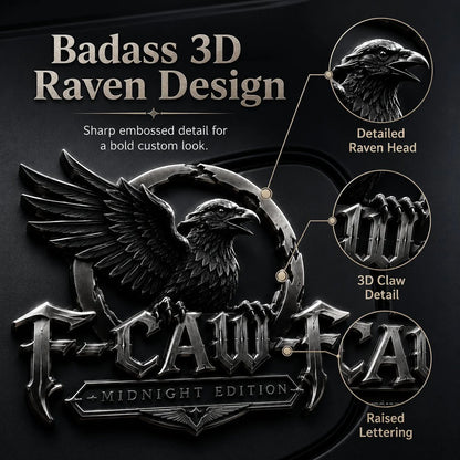 🦅 F-CAW-FTM Midnight Edition Metal Emblem - Premium Raven Badge For Drivers With Attitude