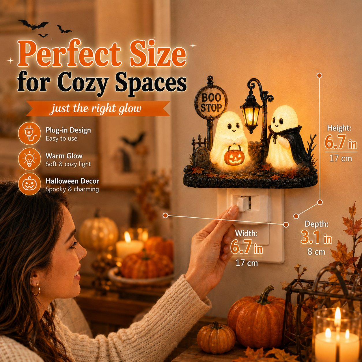 🔥Last Day 49% OFF - 👻🎃 Boo Stop Ghosts Plug-In Halloween Night Light
