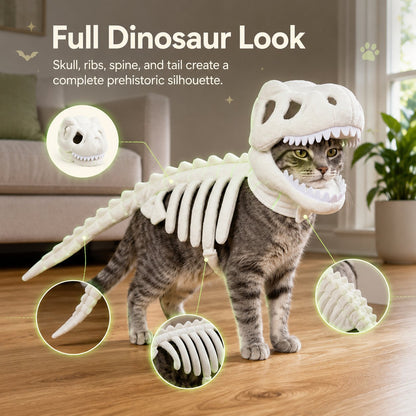 Glow in the Dark Dinosaur Skeleton Cat Costume