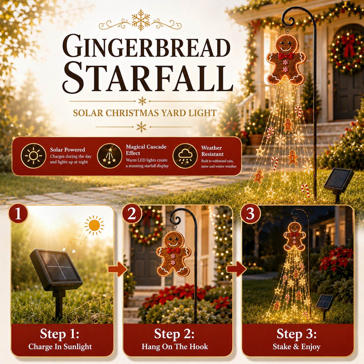 🎄 Gingerbread Magic Solar Holiday Yard Light