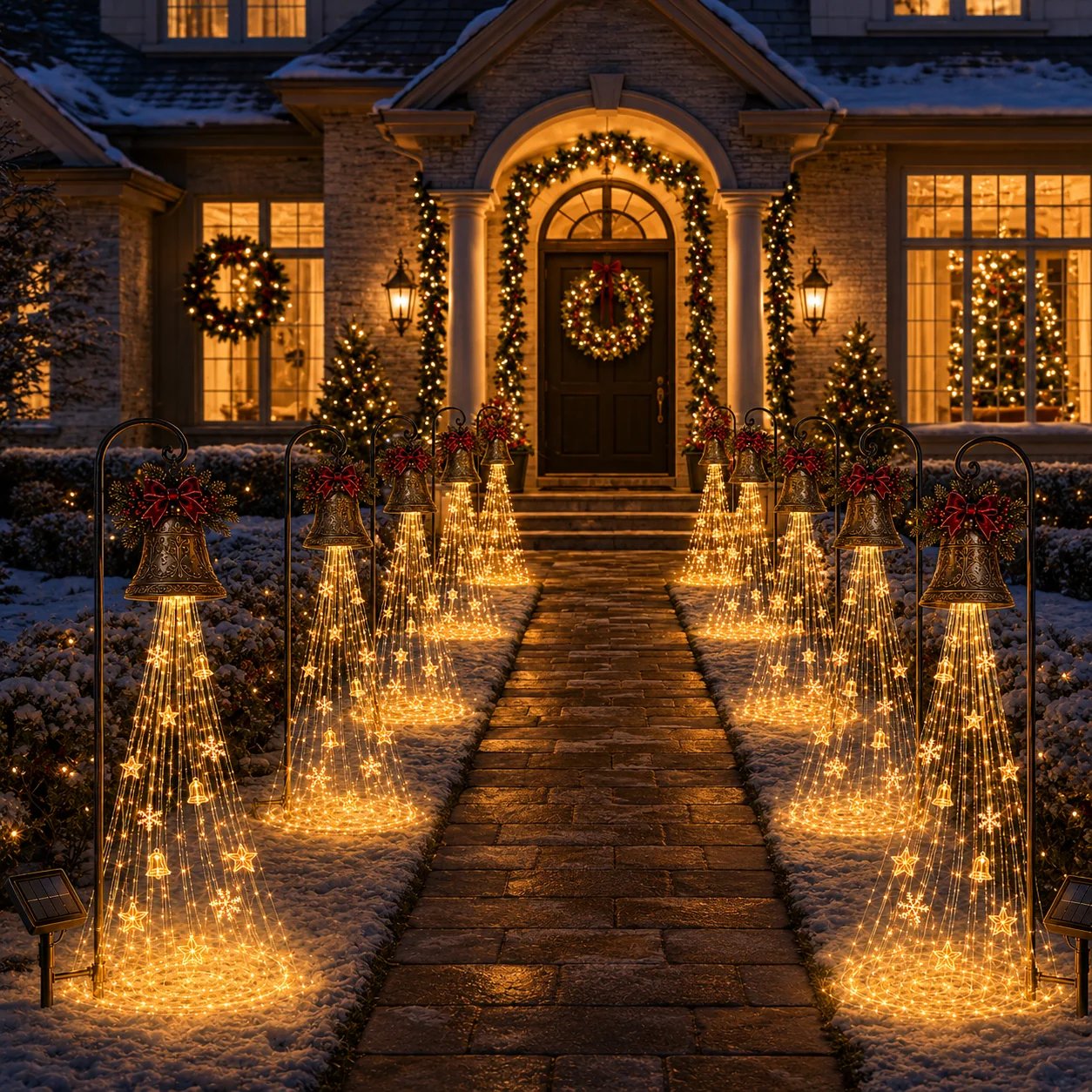 🔥Buy 2 Get 49% OFF🔥🎄 Christmas Bell Cascade Solar Yard Light✨