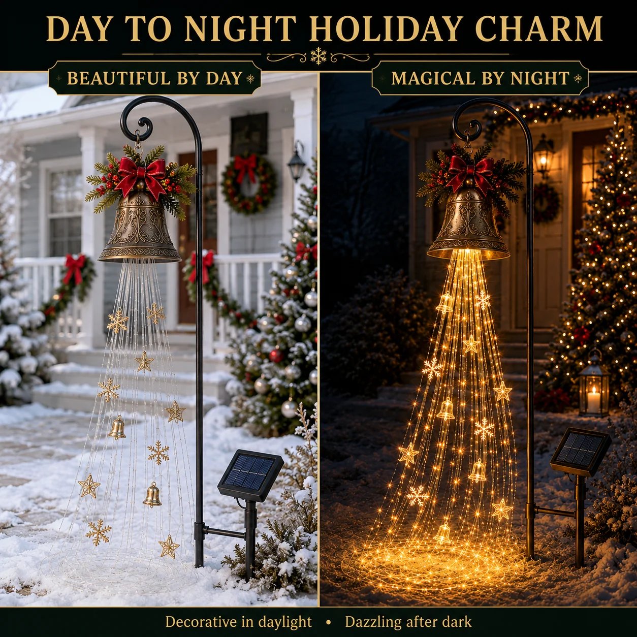 🔥Buy 2 Get 49% OFF🔥🎄 Christmas Bell Cascade Solar Yard Light✨