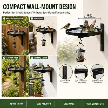 Wall-Mounted Metal Bird Bath Basin