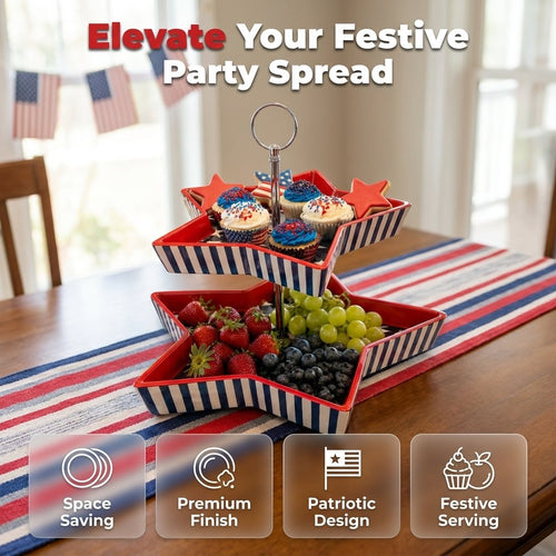 🏆 50K+ SOLD! Almost Gone🔥250th American Legacy Star Tray | Patriotic Two-Tier Serving Sculpture