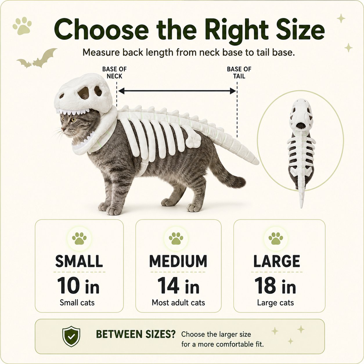 Glow in the Dark Dinosaur Skeleton Cat Costume
