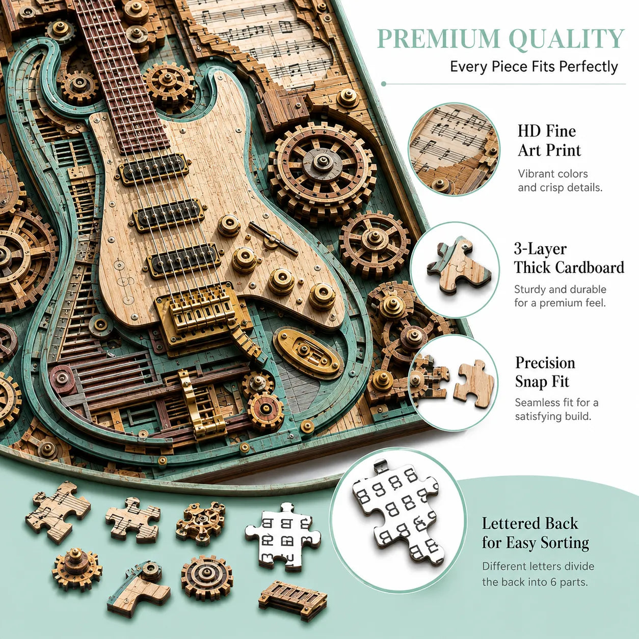 🔥LAST DAY 50% OFF 🧩Creative Steampunk Guitar 3D Puzzle