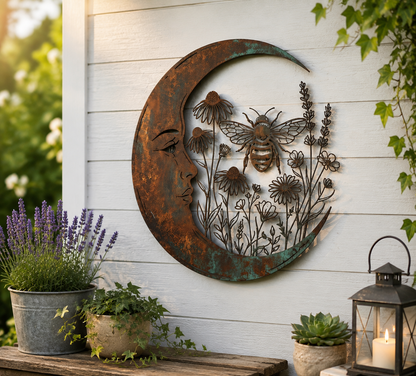 Crescent Moon Bee Wall Decor