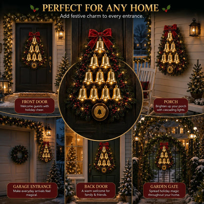 🔔 Christmas Bell Cascade Doorbell™ – Light-Up Holiday Chime Door Decor 🎄