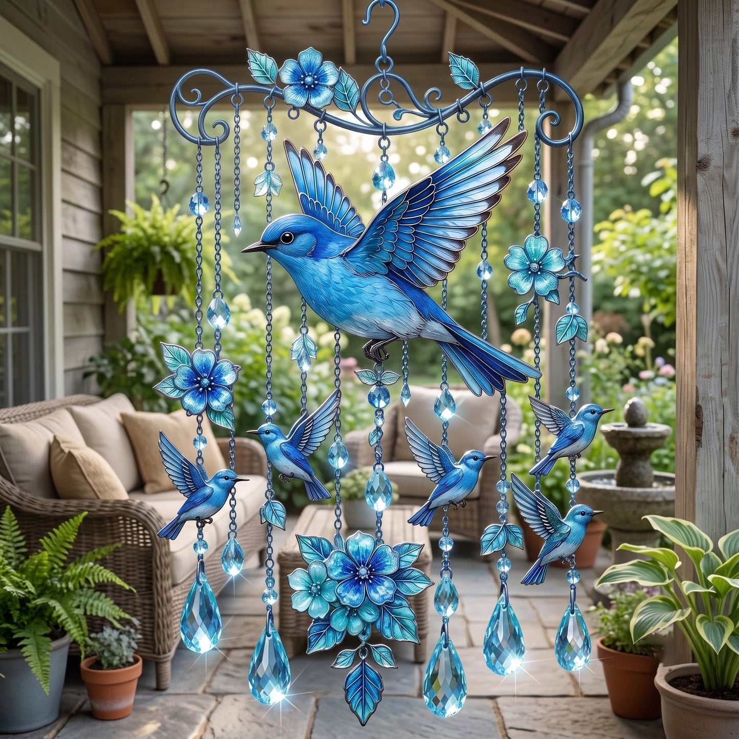 "Bluebird of Happiness" Artisan Suncatcher & Wind Chime