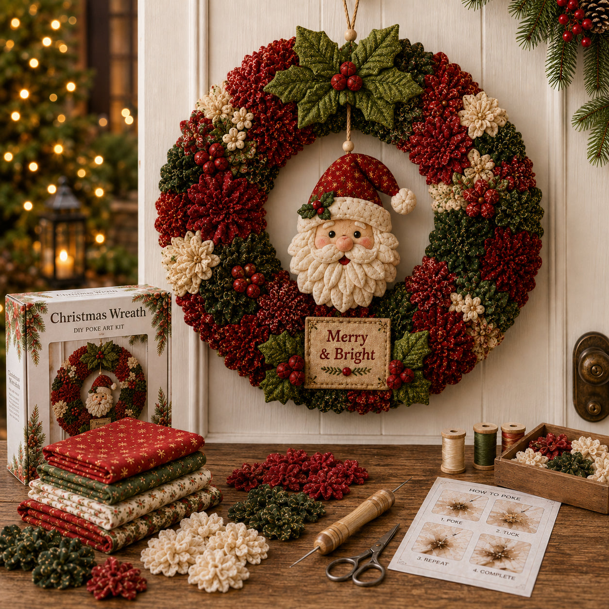 🔥49% Off Last Day -🎄 3D Fabric Poke Wreath DIY Kit