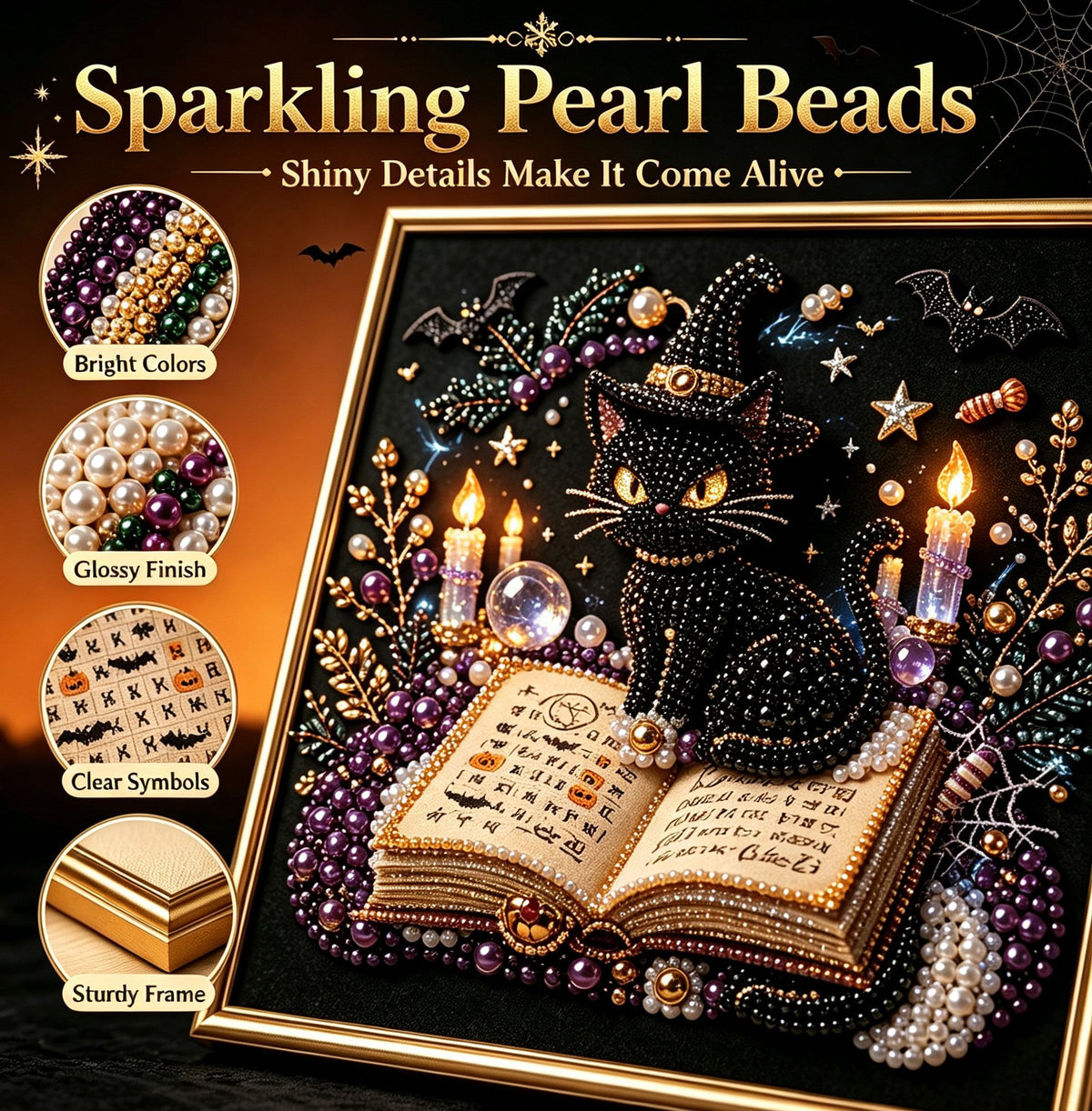 🔥 LAST DAY 49% OFF – 🖤 Premium 3D Pearl Dark Gothic Diamond Painting Art Kit