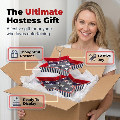 🏆 50K+ SOLD! Almost Gone🔥250th American Legacy Star Tray | Patriotic Two-Tier Serving Sculpture