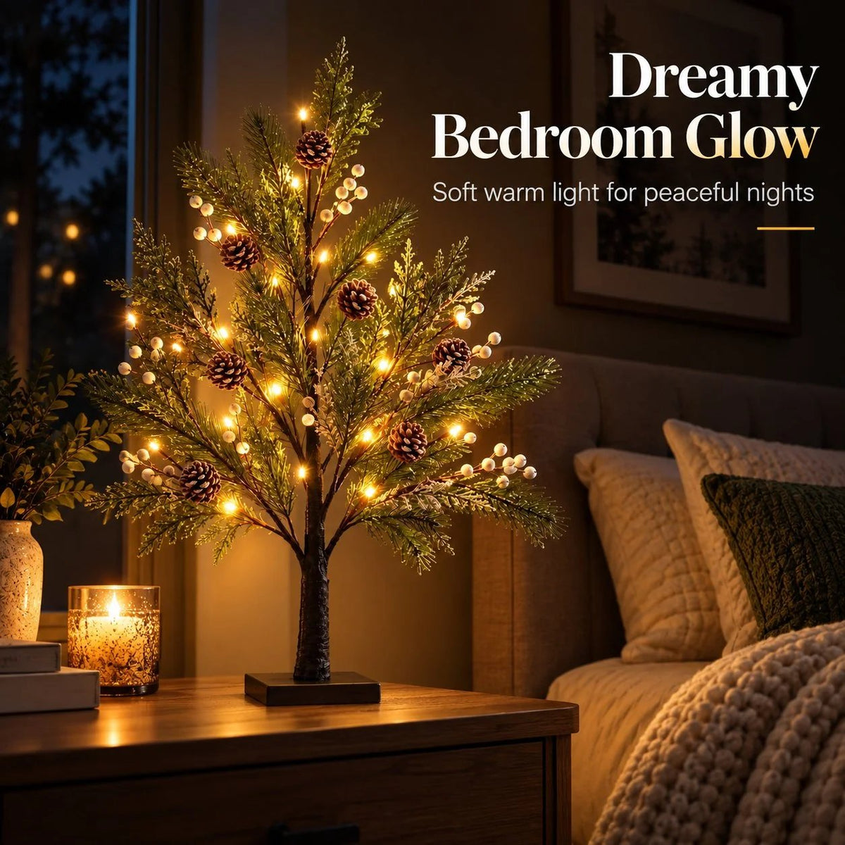 🎄💡 Elegant LED Tree Lamp – A Warm Natural Glow for Your Home🌿✨