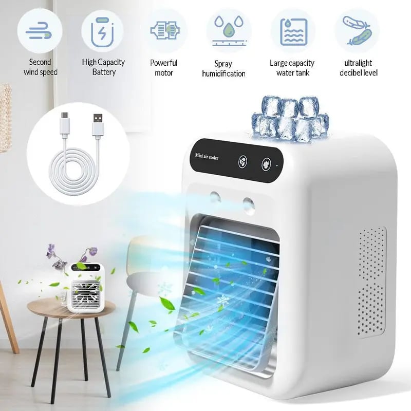 🔥Portable Air Conditioners, 3-In-1 Cooling Fan with 2-Speed Mist Fan,