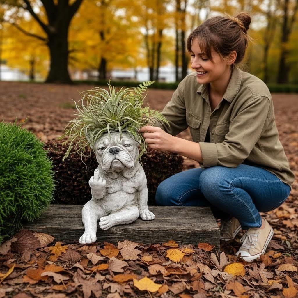 🔥Grumpy French Bulldog Planter
