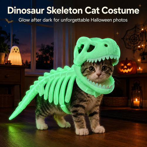Glow in the Dark Dinosaur Skeleton Cat Costume