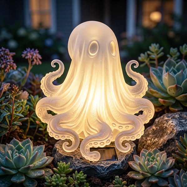 👻 Ghost Octopus Solar Garden Light