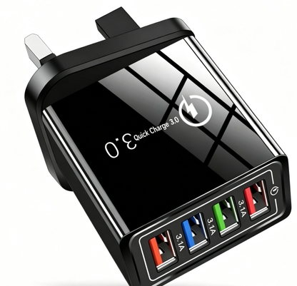 Four-Port Travel Charger for Extended Phone Battery Life