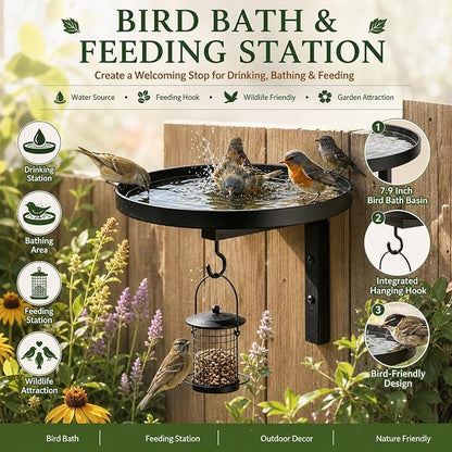Wall-Mounted Metal Bird Bath Basin