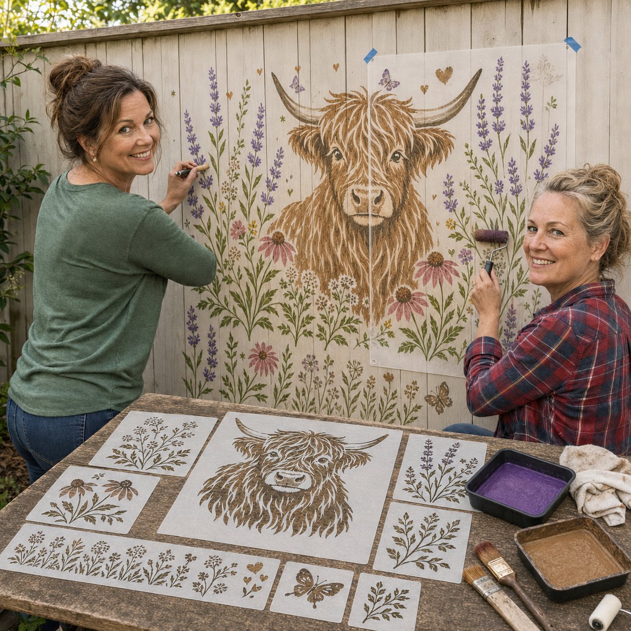 🔥 LAST DAY 49% OFF – 🌿Reusable Animal Garden Wall Stencil Kit | Bring Plain Walls, Fences & Porches to Life with Charming Animal & Floral Murals 🐾🌸✨