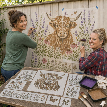 🔥 LAST DAY 49% OFF – 🌿Reusable Animal Garden Wall Stencil Kit | Bring Plain Walls, Fences & Porches to Life with Charming Animal & Floral Murals 🐾🌸✨
