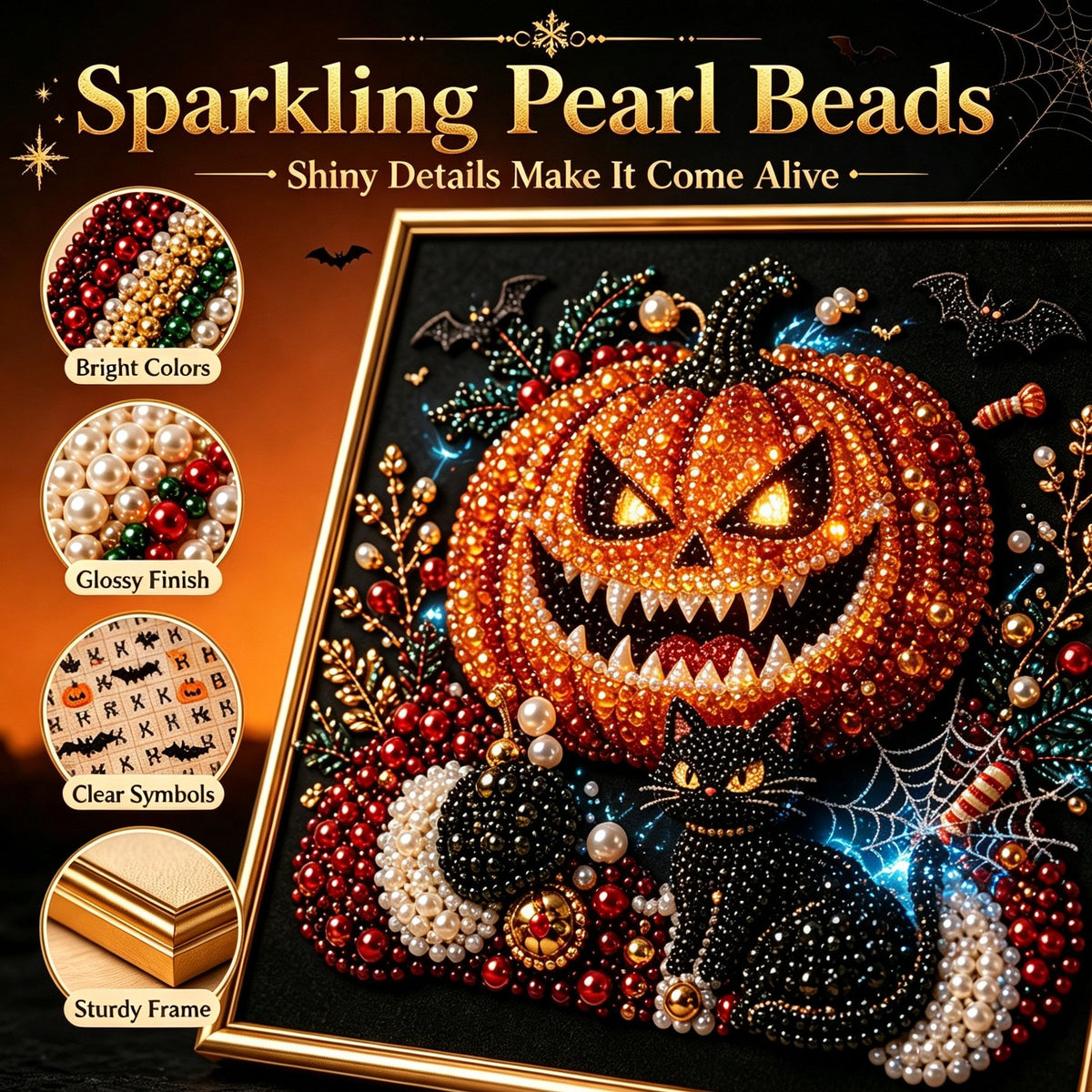 🔥 LAST DAY 49% OFF – 🖤 Premium 3D Pearl Dark Gothic Diamond Painting Art Kit
