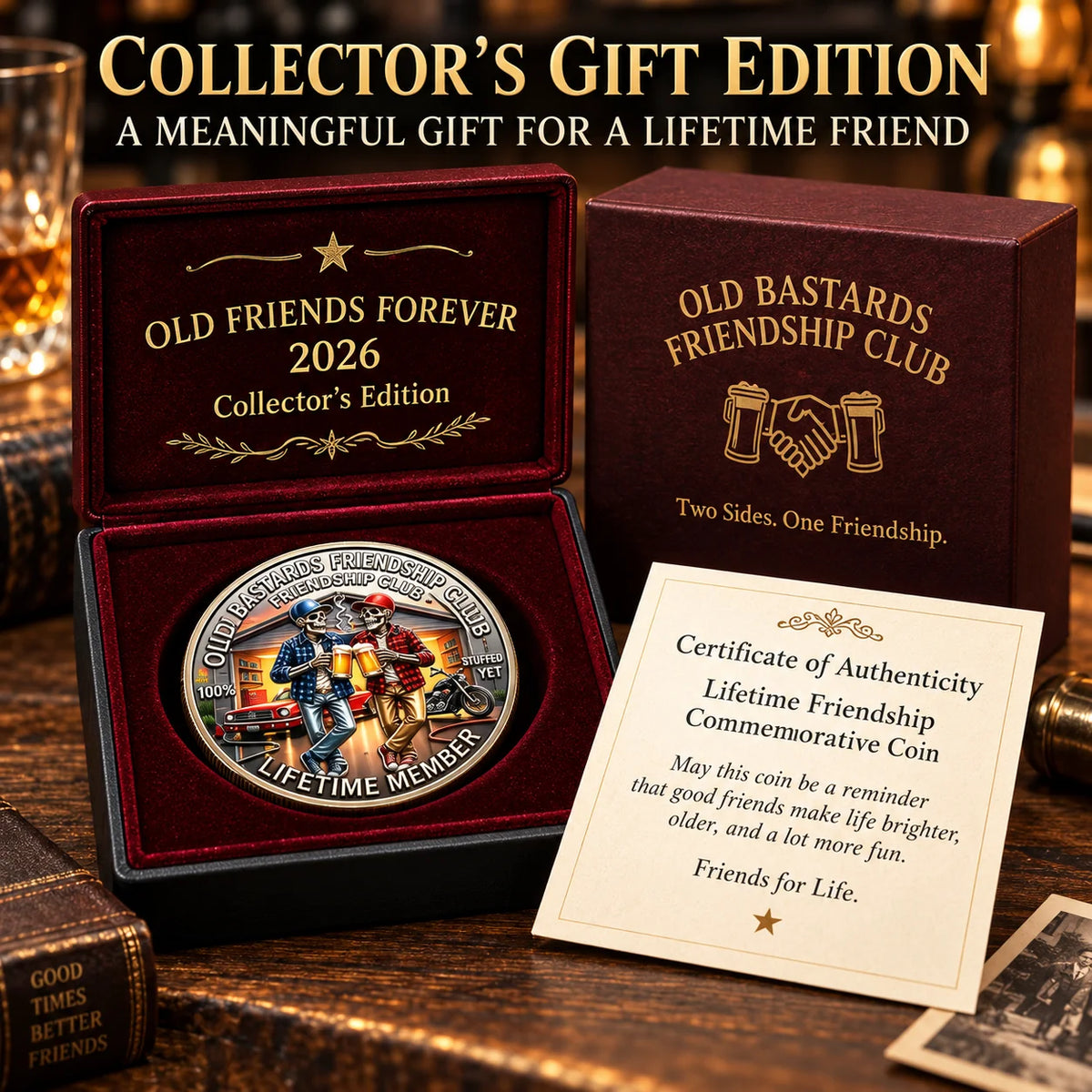 Old Bastards Friendship Club 2026 – Double-sided friendship sheet, a fun lifelong keepsake gift for best friends and old friends