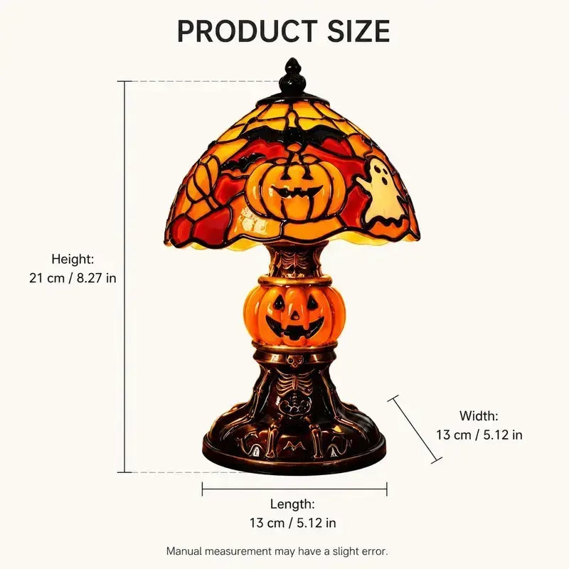 Retro Pumpkin & Bat Halloween Table Lamp