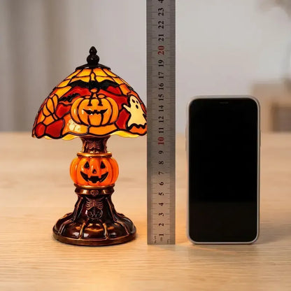 Retro Pumpkin & Bat Halloween Table Lamp