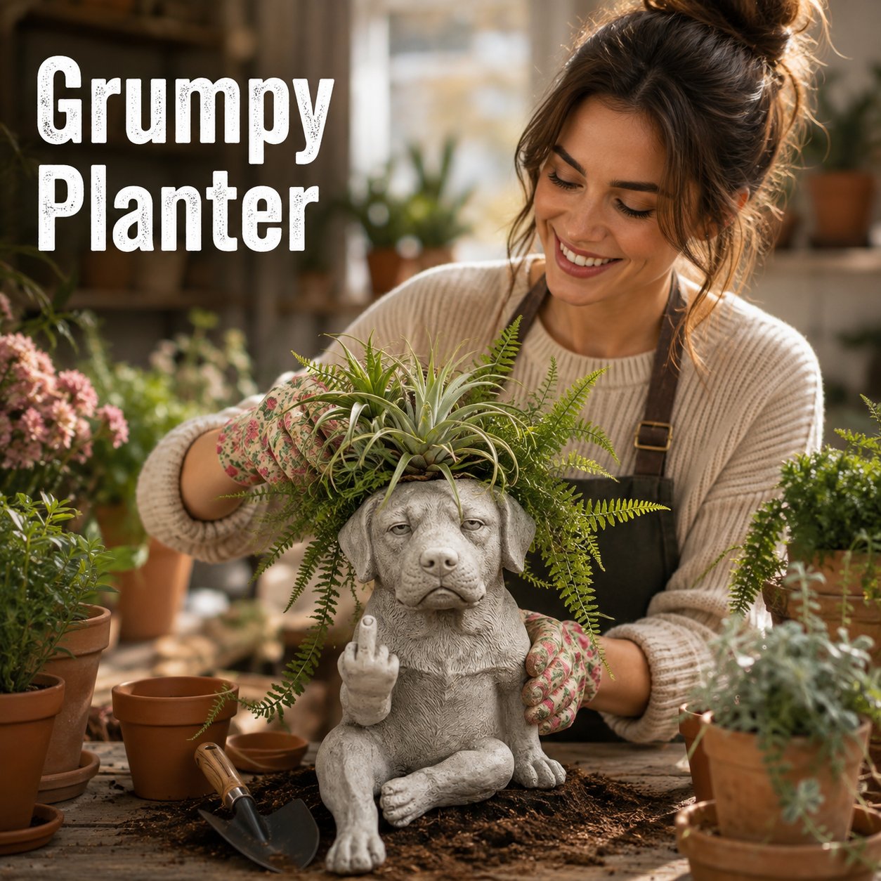🔥Grumpy French Bulldog Planter