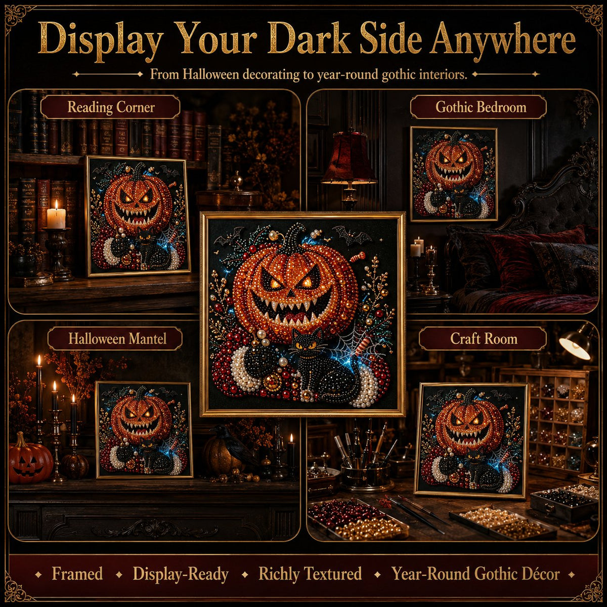 🔥 LAST DAY 49% OFF – 🖤 Premium 3D Pearl Dark Gothic Diamond Painting Art Kit