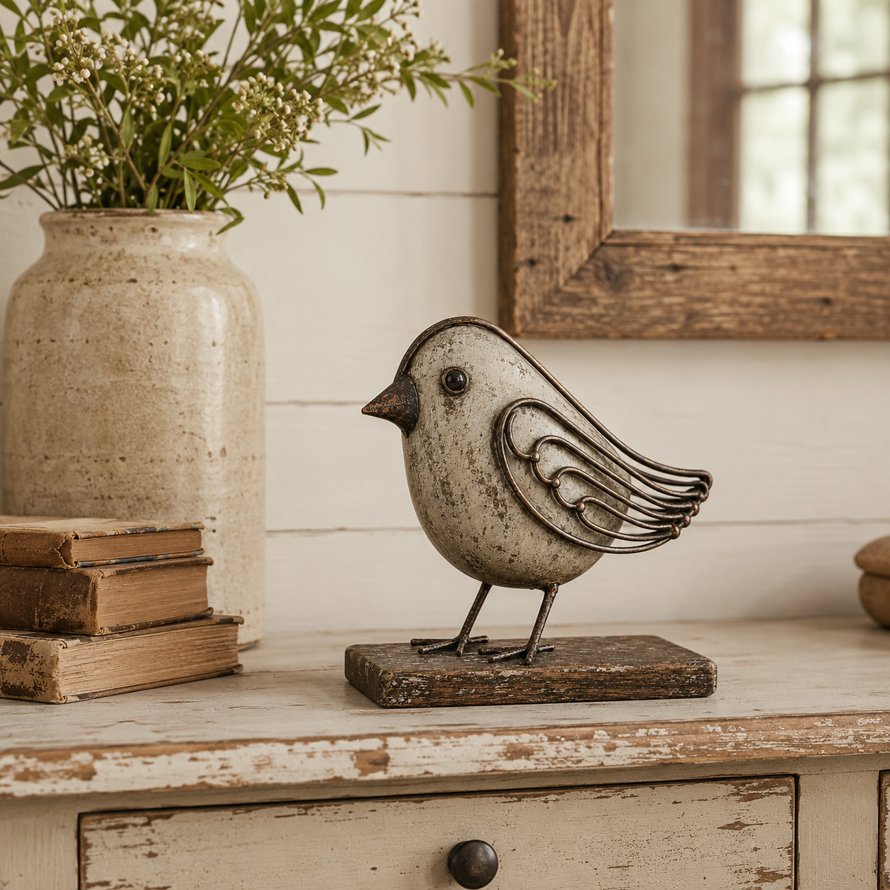 Vintage  Wire Wing Bird Sculpture