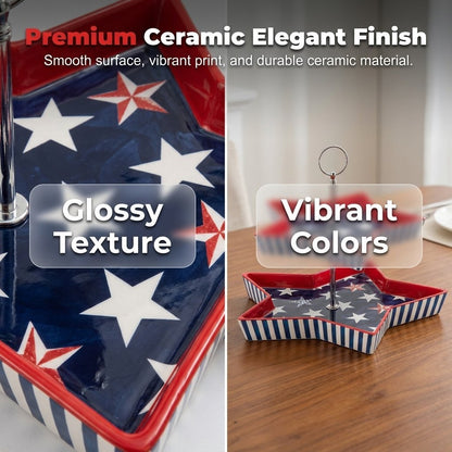🏆 50K+ SOLD! Almost Gone🔥250th American Legacy Star Tray | Patriotic Two-Tier Serving Sculpture