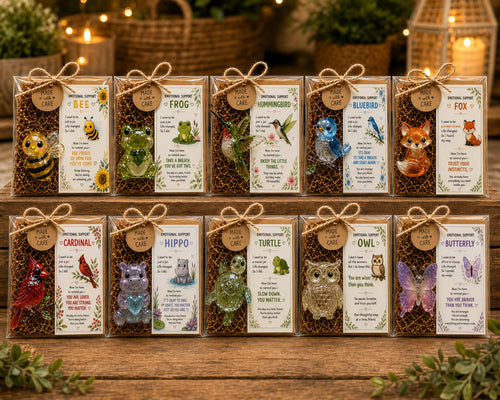 🐝🐢🌸 Emotional Support Glass Animal Gift Set – A Meaningful Little Reminder That You Matter 💕