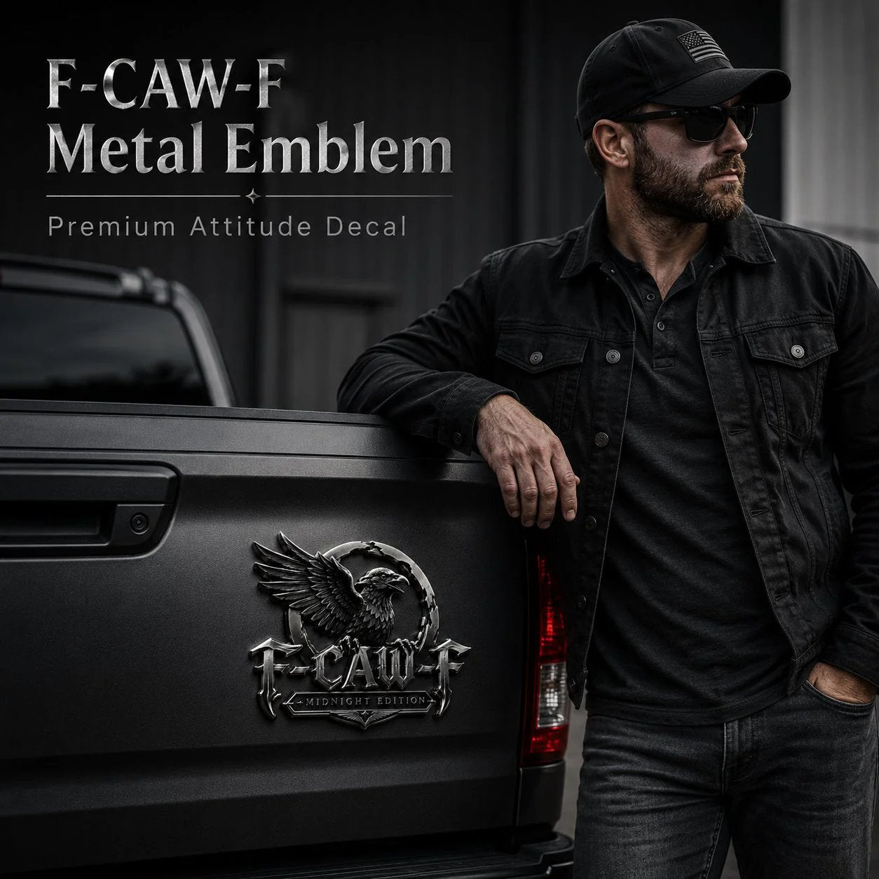 🦅 F-CAW-FTM Midnight Edition Metal Emblem - Premium Raven Badge For Drivers With Attitude