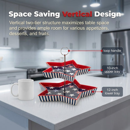🏆 50K+ SOLD! Almost Gone🔥250th American Legacy Star Tray | Patriotic Two-Tier Serving Sculpture