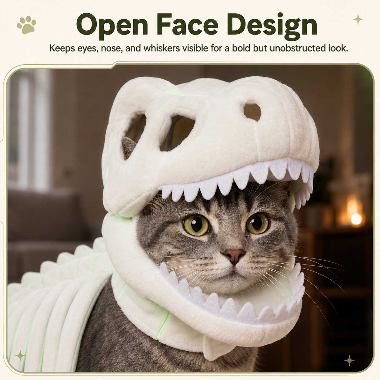 Glow in the Dark Dinosaur Skeleton Cat Costume
